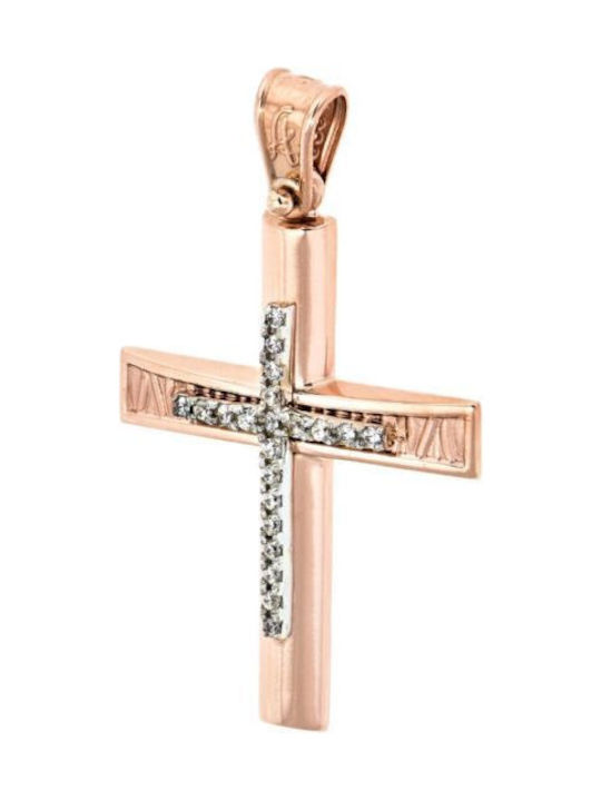 Damen Roségold Kreuz 14K