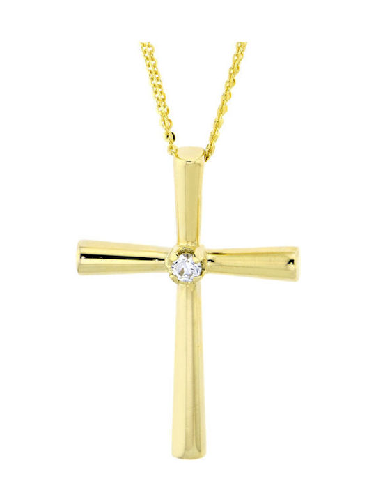 Damen Gold Kreuz 14K mit Kette