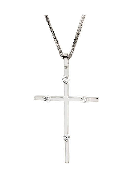 Weißgold Kreuz 14K mit Kette