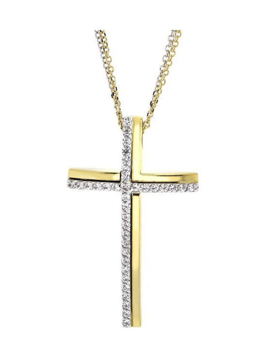 Damen Weißgold Kreuz 14K mit Kette