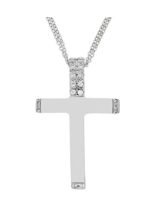 Damen Weißgold Kreuz 14K