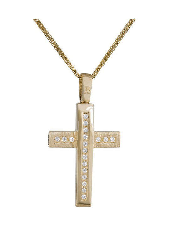 Damen Gold Kreuz 14K mit Kette