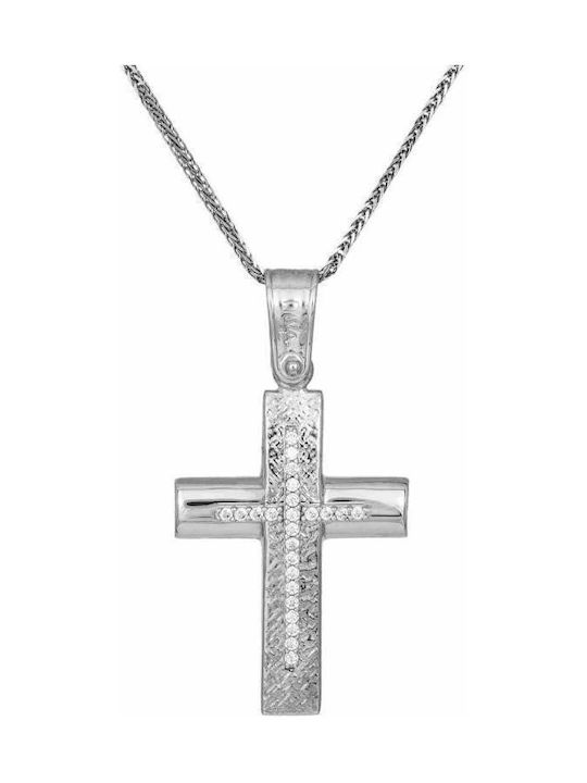 Damen Weißgold Kreuz 14K mit Kette