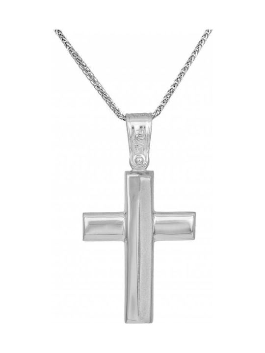 Men's White Gold Cross 9K with Chain