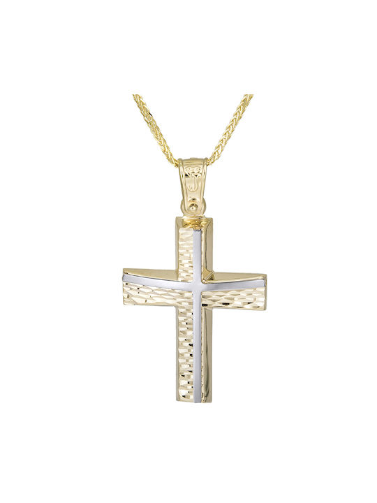 Herren Gold Kreuz 14K mit Kette