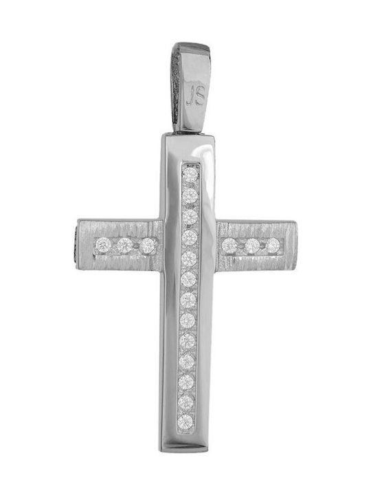 Damen Weißgold Kreuz 14K