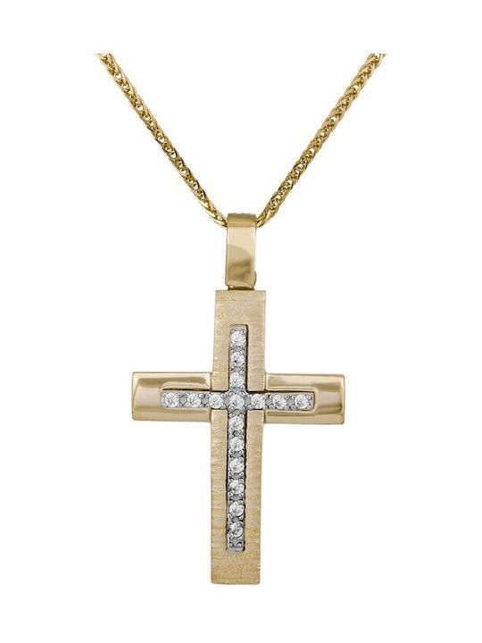 Damen Gold Kreuz 14K mit Kette