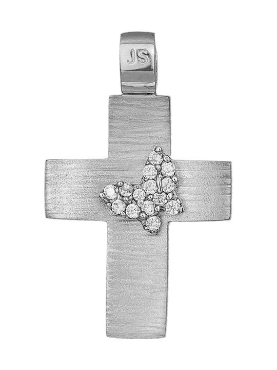 Damen Weißgold Kreuz 14K