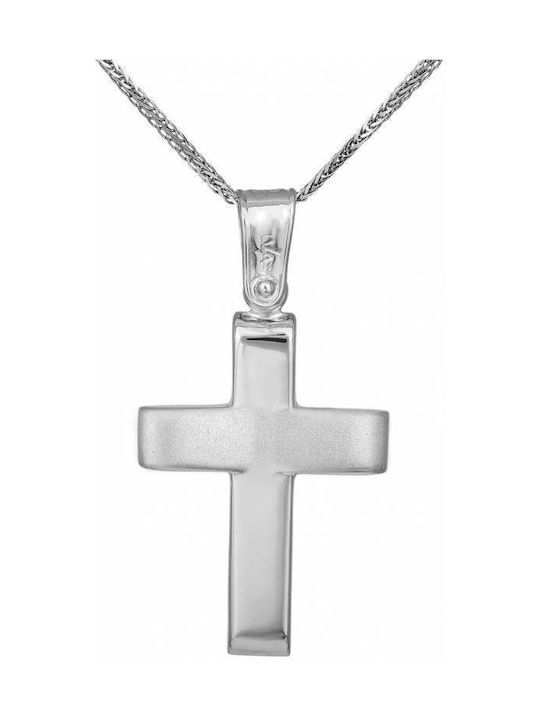 Herren Weißgold Kreuz 9K mit Kette