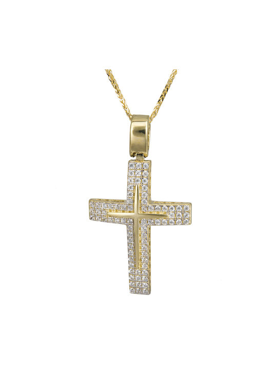 Damen Gold Kreuz 14K mit Kette