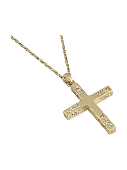 Damen Gold Kreuz 14K mit Kette