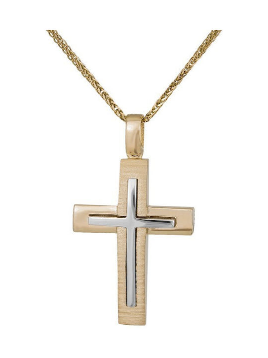 Herren Gold Kreuz 14K mit Kette