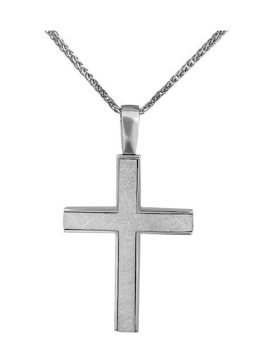 Herren Weißgold Kreuz 14K mit Kette