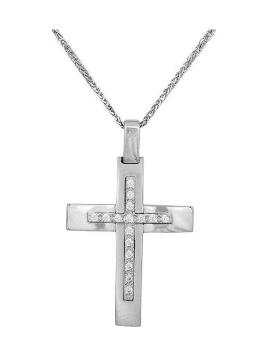 Damen Weißgold Kreuz 14K mit Kette