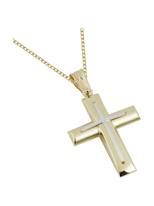 Herren Gold Kreuz 14K mit Kette