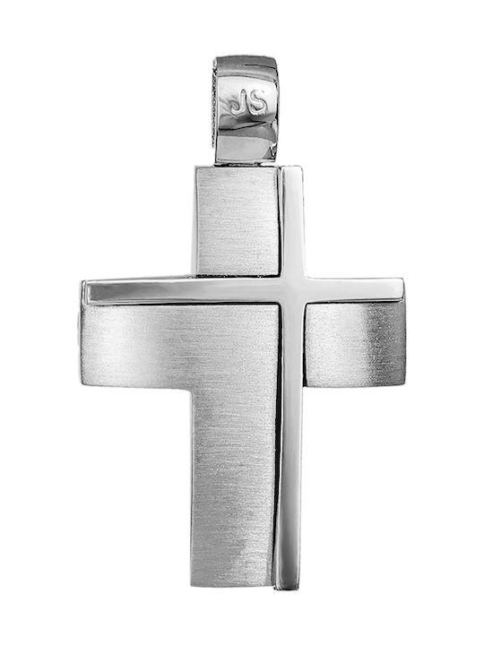 Men's White Gold Cross 14K