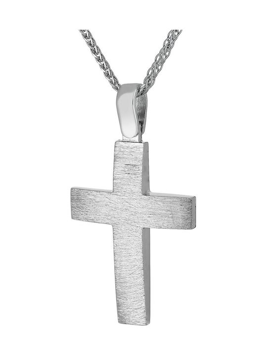 Men's White Gold Cross 14K