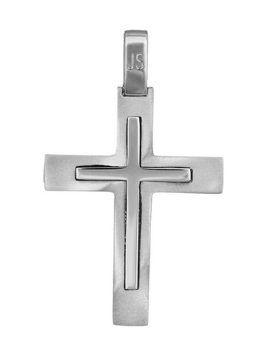 Men's White Gold Cross 14K