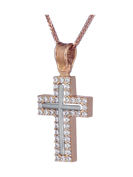 Damen Roségold Kreuz 14K