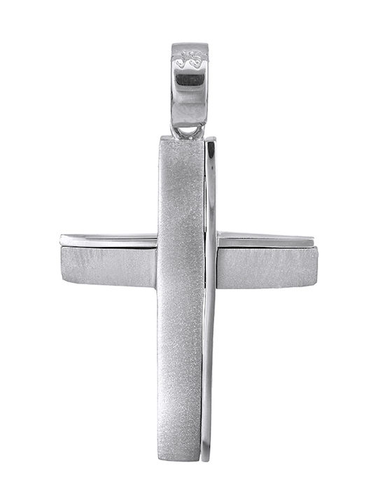 Men's White Gold Cross 14K