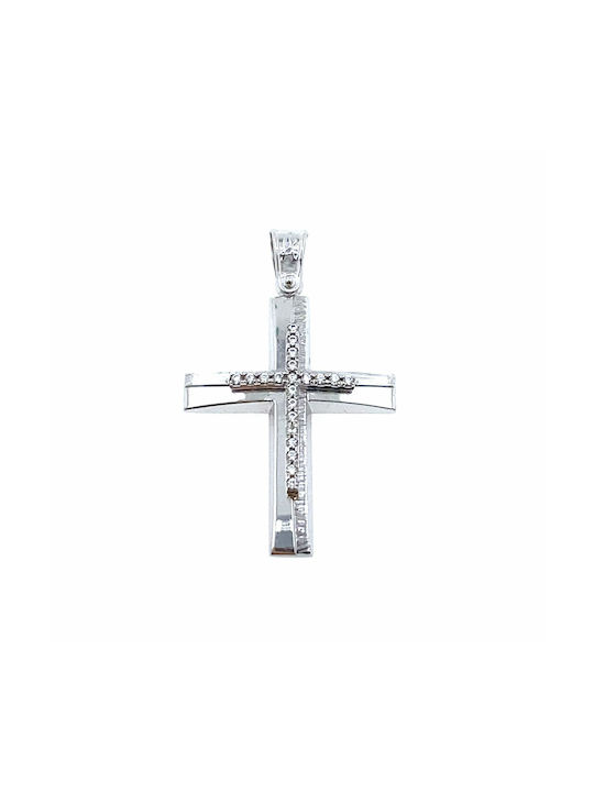 White Gold Cross 14K Xr556