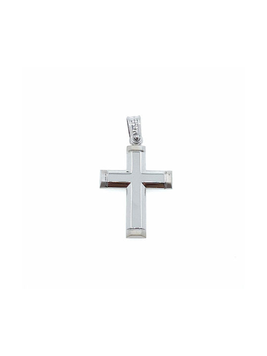 White Gold Cross 14K Xr479