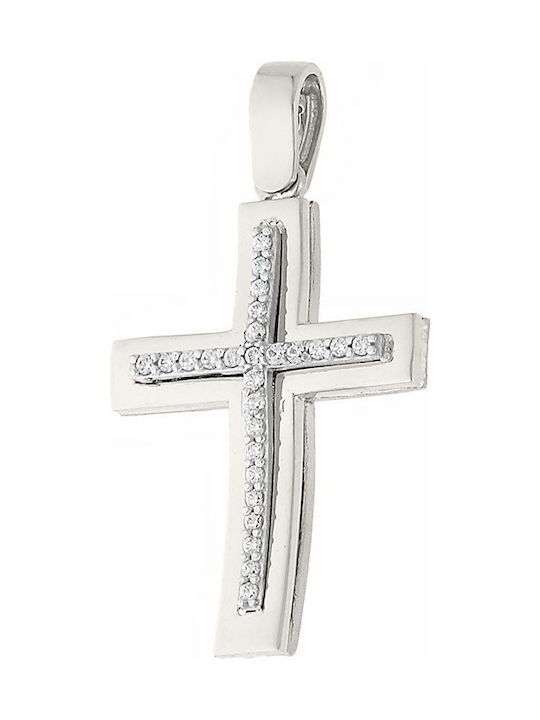 White Gold Cross 14K Double Sided