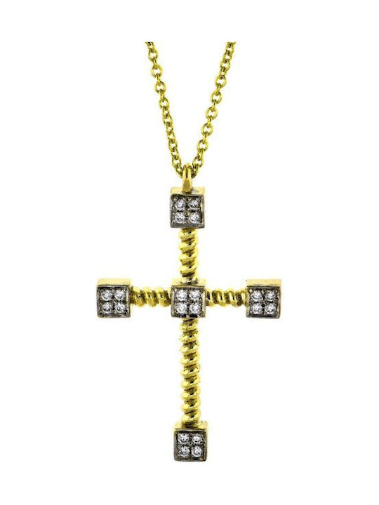 Damen Gold Kreuz 18K mit Kette