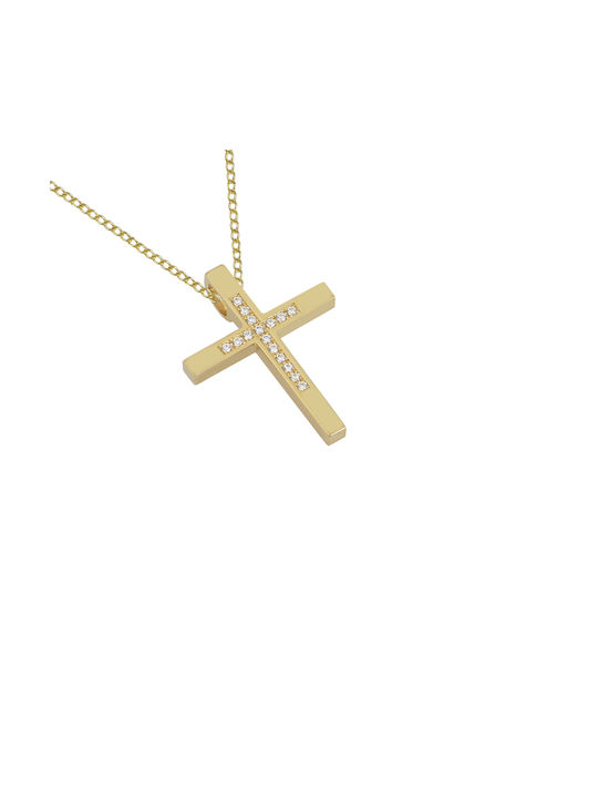 Damen Gold Kreuz 14K mit Kette