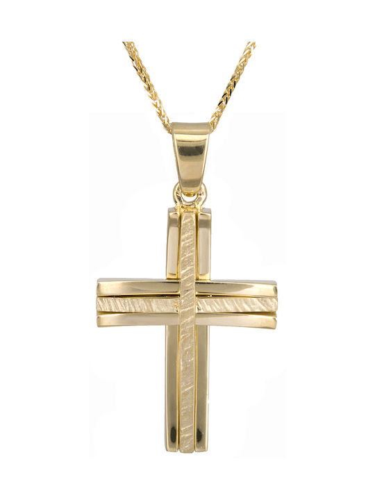 Herren Gold Kreuz 18K mit Kette