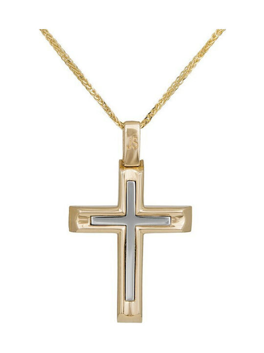 Herren Gold Kreuz 14K mit Kette