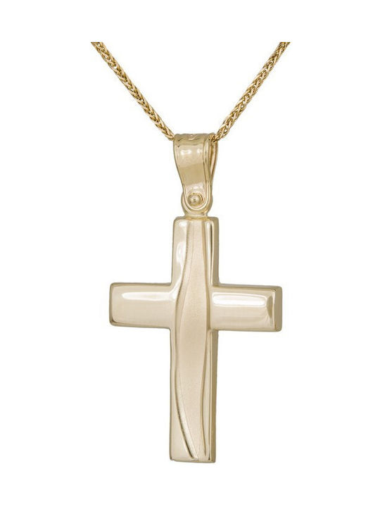 Herren Gold Kreuz 14K mit Kette