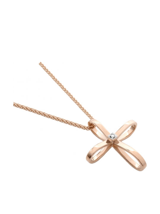 Polytimo Rose Gold Cross 18K with Chain