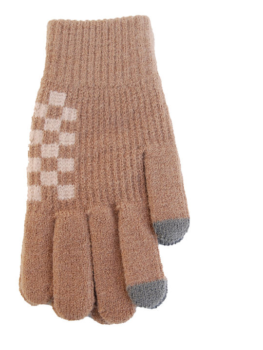 Vamore Beige Gestrickt Handschuhe Berührung