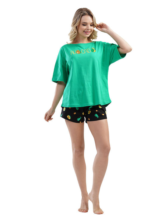 Vienetta Secret Summer Women's Pyjama Set Cotton Green Vienetta