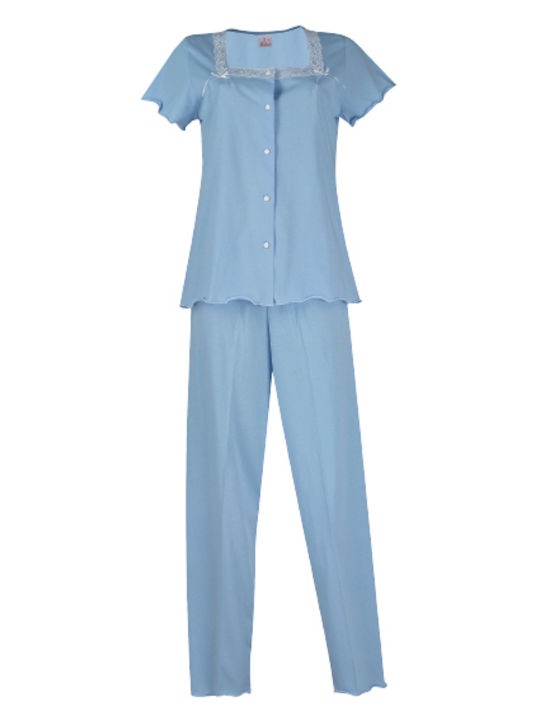 Relax Lingerie De vară Set Pijamale pentru Femei De bumbac Albastru deschis