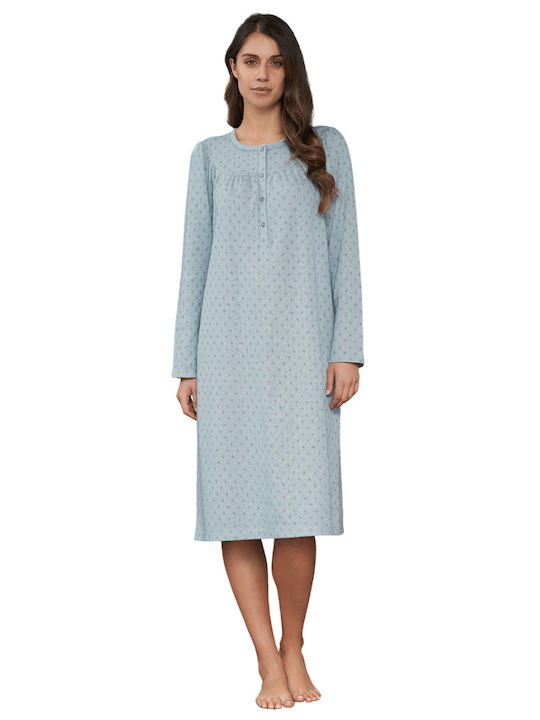 Linclalor Winter Women's Nightdress Light Blue