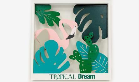 Tropical Painting on Canvas with LED Lighting 30x30cm