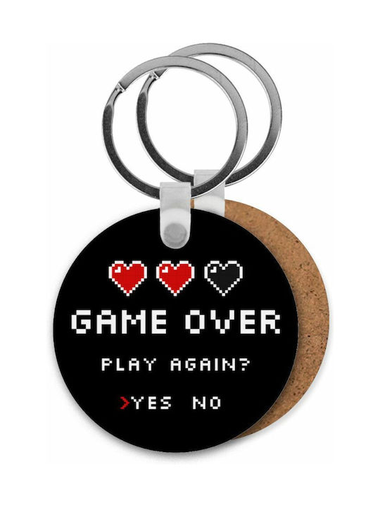 Μπρελόκ Game Over Play Again? Yes No Ξύλινο