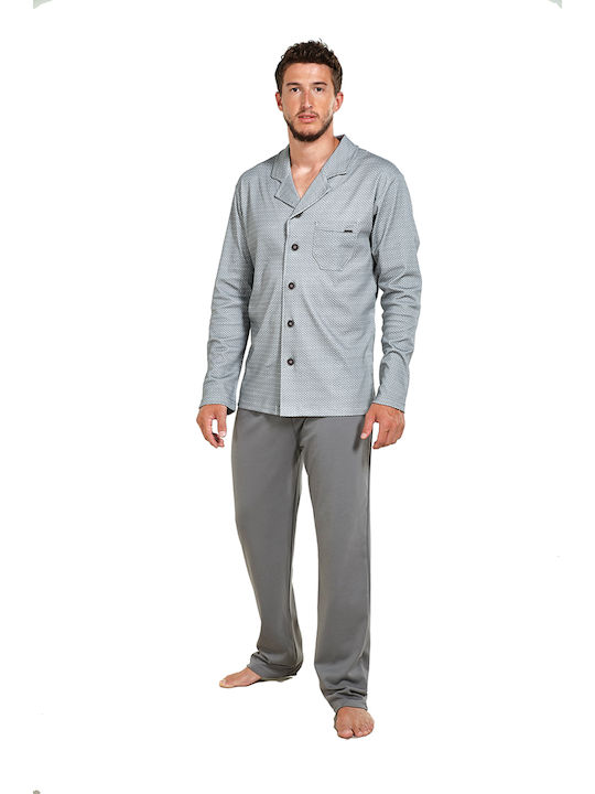 Mara-M Medium Men's Winter Cotton Pajamas Set Gray