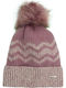 Pom Pom Beanie Γυναικείος Σκούφος Πλεκτός σε Ροζ χρώμα