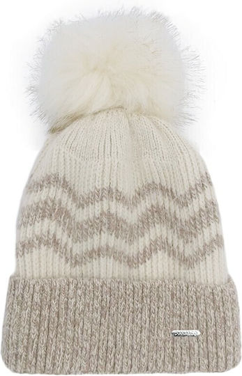 Pom Pom Beanie Frauen Beanie Gestrickt in Beige Farbe