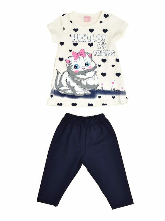 Potre Kinder Set mit Leggings Sommer 2Stück Weiß Hello