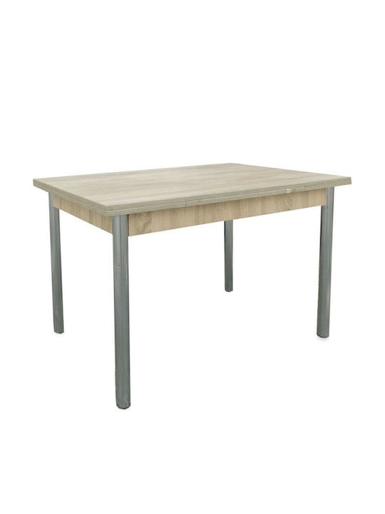 Tisch Speisesaal Ausziehbar Holz mit Metallgestell 80(+55)x65x77cm
