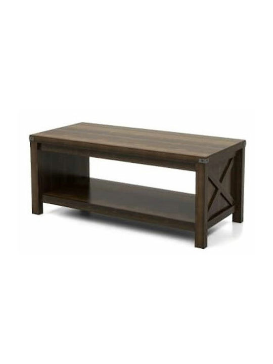 Rectangular Coffee Table made of Solid Wood Dark Brown L109xW50xH45cm