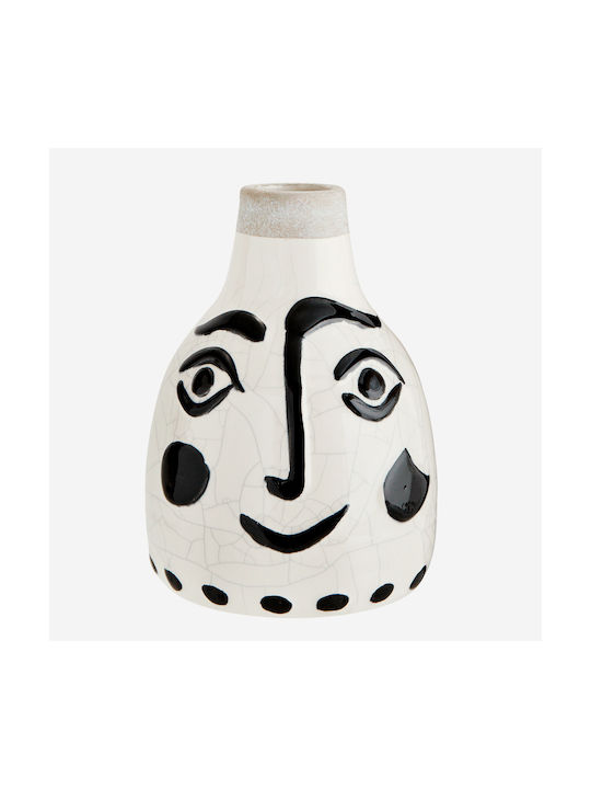 Madam Stoltz Vază Decorativă Ceramică Fiona Alb 14x14x21cm 1buc