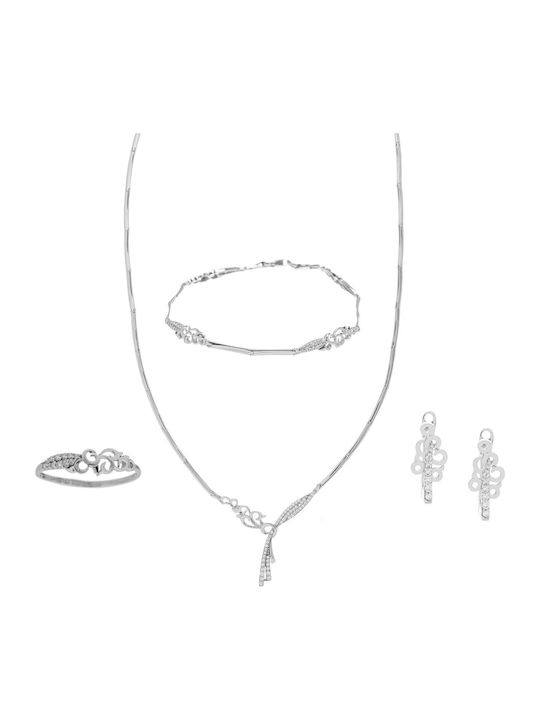 Vitopoulos Vitopoulos Set with Necklace , Earrings & Ring from White Gold 14K with Stones