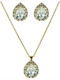 Exis Jewellery Σετ με Κολιέ & Σκουλαρίκια από Ασήμι Επιχρυσωμένο με Πέτρες