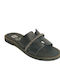 Leder Flache Sandalen für Damen in Schwarz Farbe