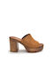 Shoelover Chunky Heel Mules Tabac Brown